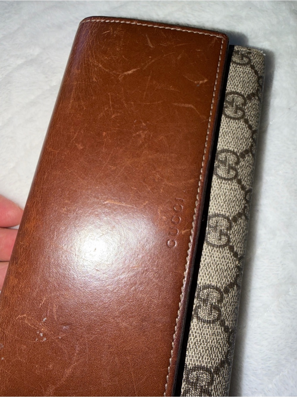 Gucci Tan Leather & GG Monogram Continental Wallet - Picture 6 of 11